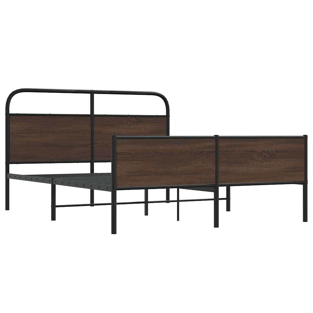 Metal Bed Frame without Mattress Brown Oak 160x200 cm