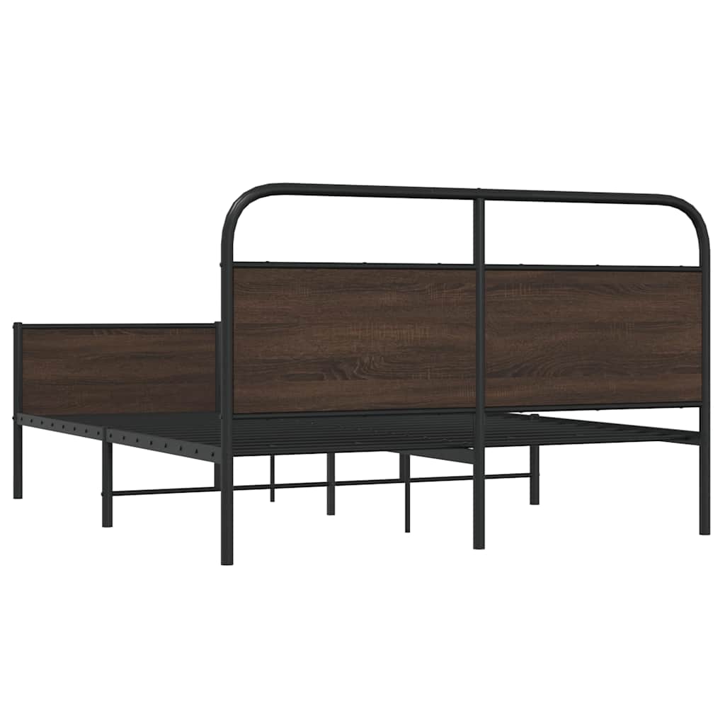 Metal Bed Frame without Mattress Brown Oak 160x200 cm