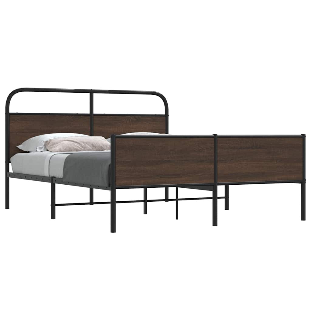 Metal Bed Frame without Mattress Brown Oak 160x200 cm