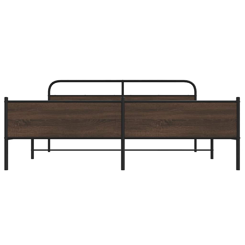 Metal Bed Frame without Mattress Brown Oak 183x213 cm