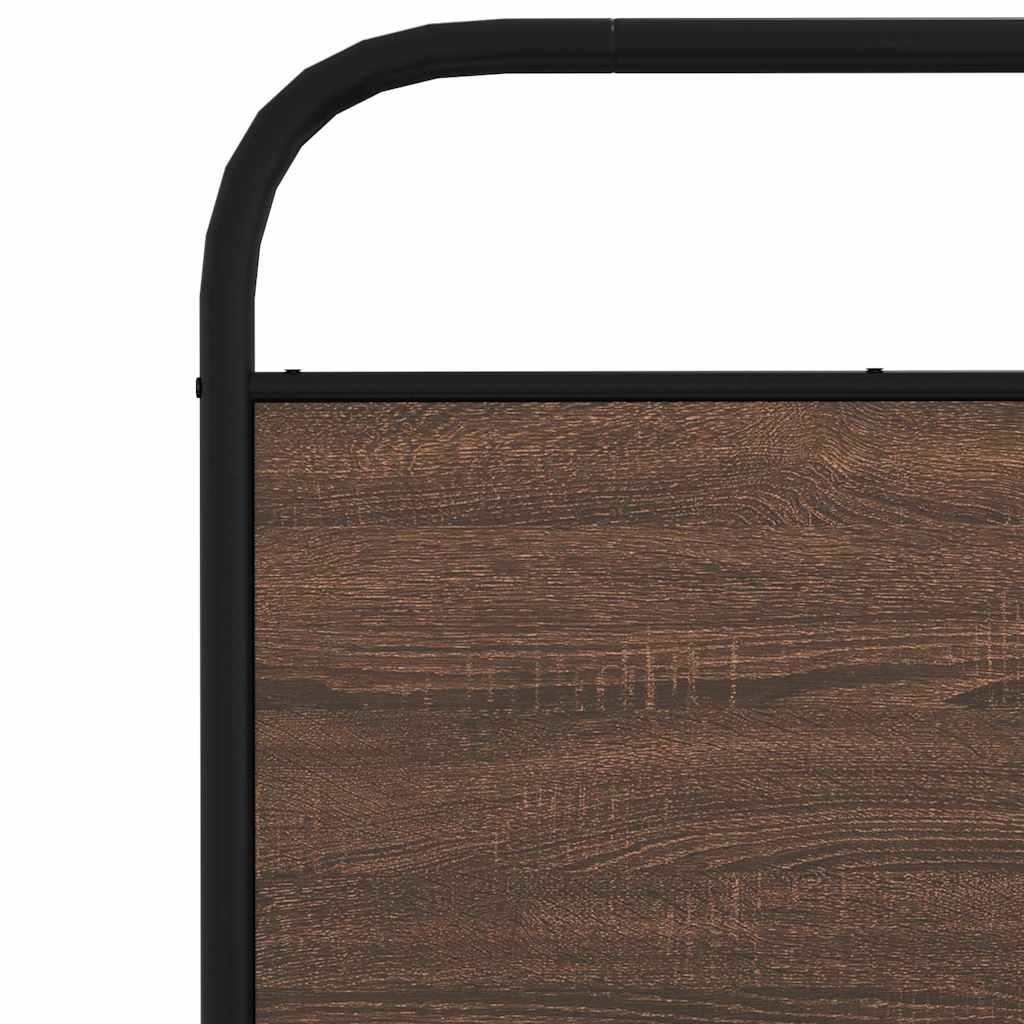 Metal Bed Frame without Mattress Brown Oak 193x203 cm