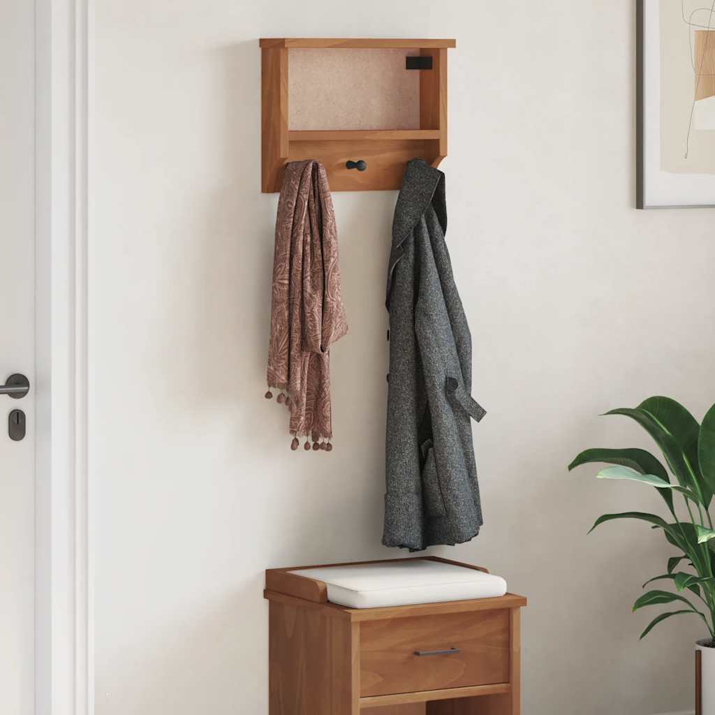 vidaXL Wall-mounted Coat Rack SANDNES 45x12x35 cm Solid Wood Pine