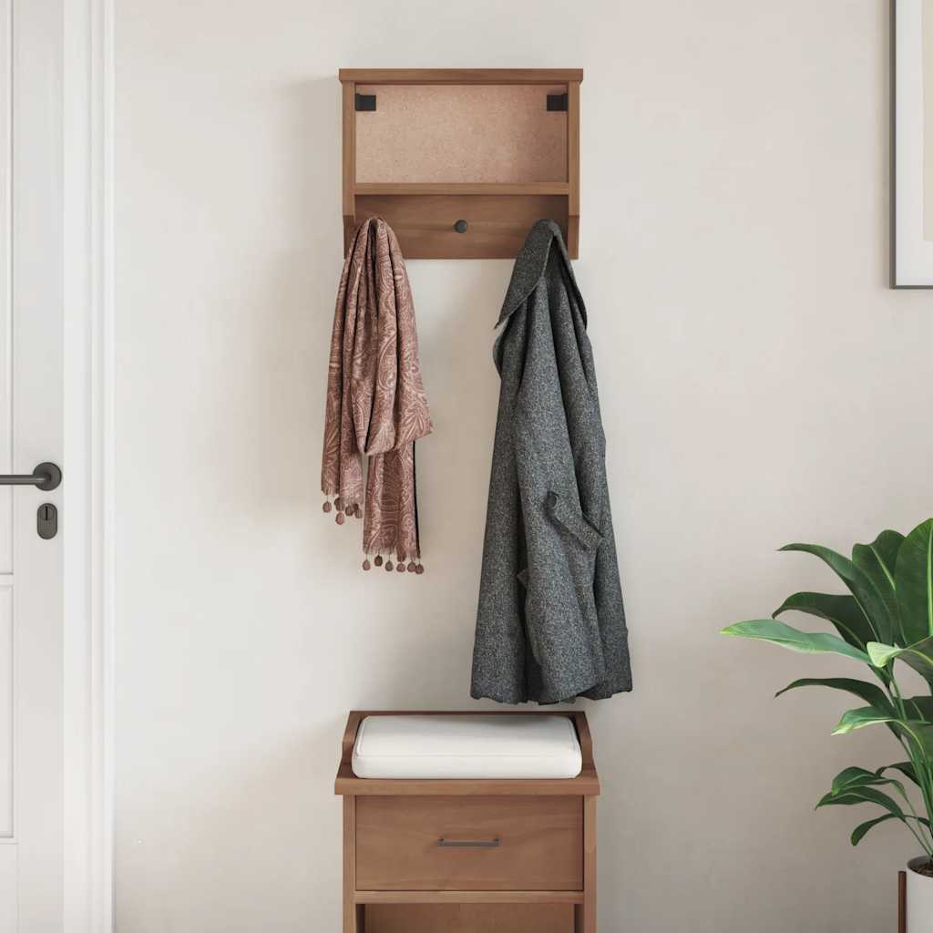 vidaXL Wall-mounted Coat Rack SANDNES 45x12x35 cm Solid Wood Pine