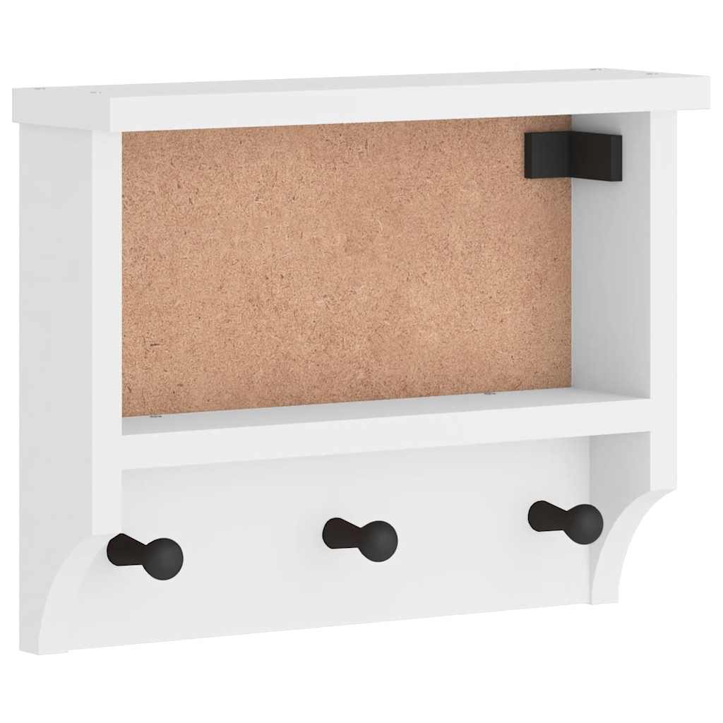 Wall-mounted Coat Rack "SANDNES" White 45x12x35 cm Solid Wood Pine