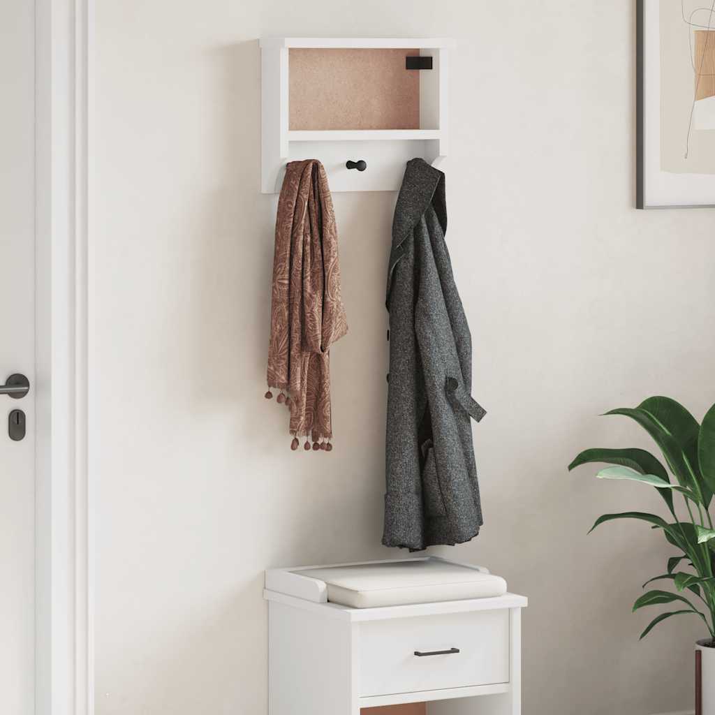 Wall-mounted Coat Rack "SANDNES" White 45x12x35 cm Solid Wood Pine