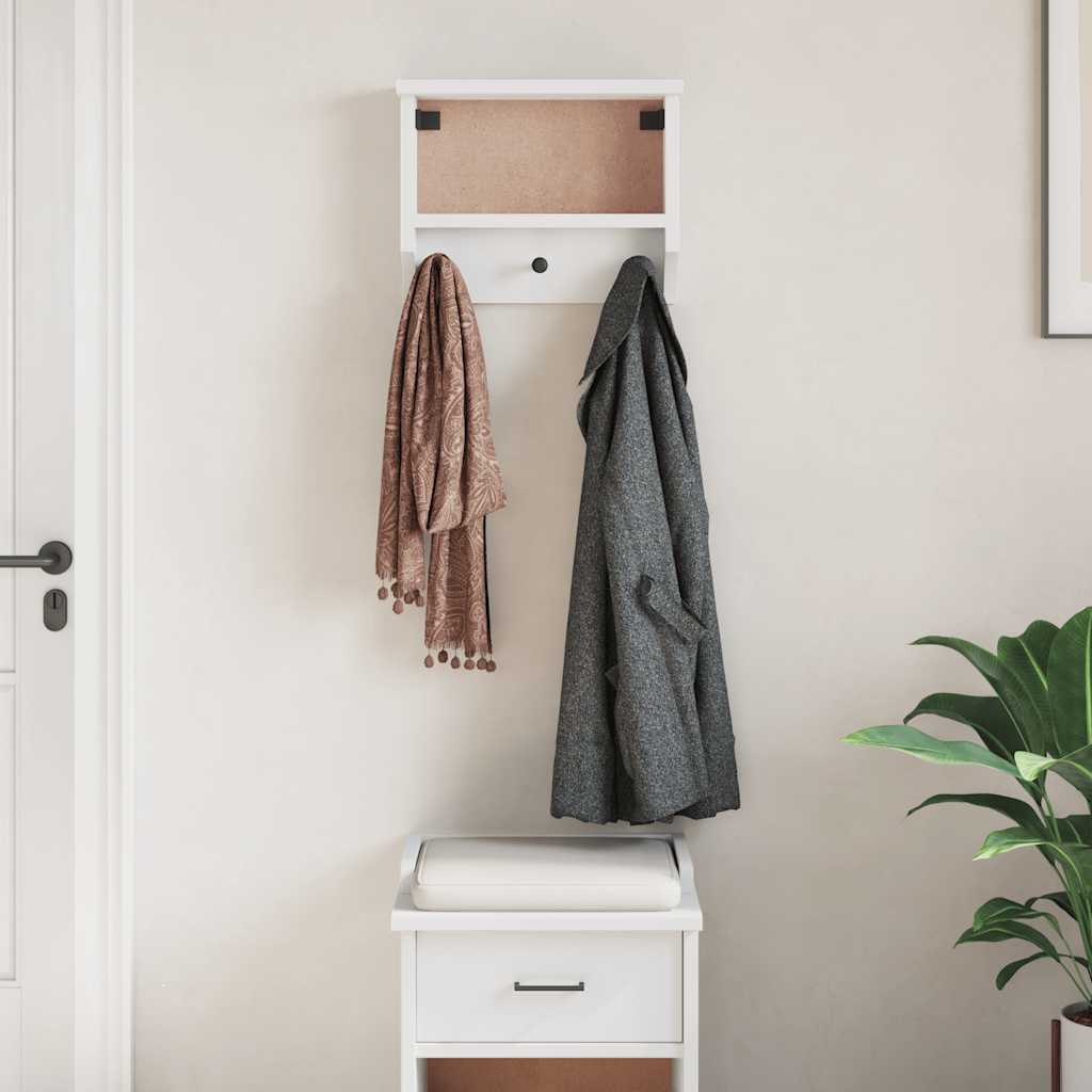 Wall-mounted Coat Rack "SANDNES" White 45x12x35 cm Solid Wood Pine