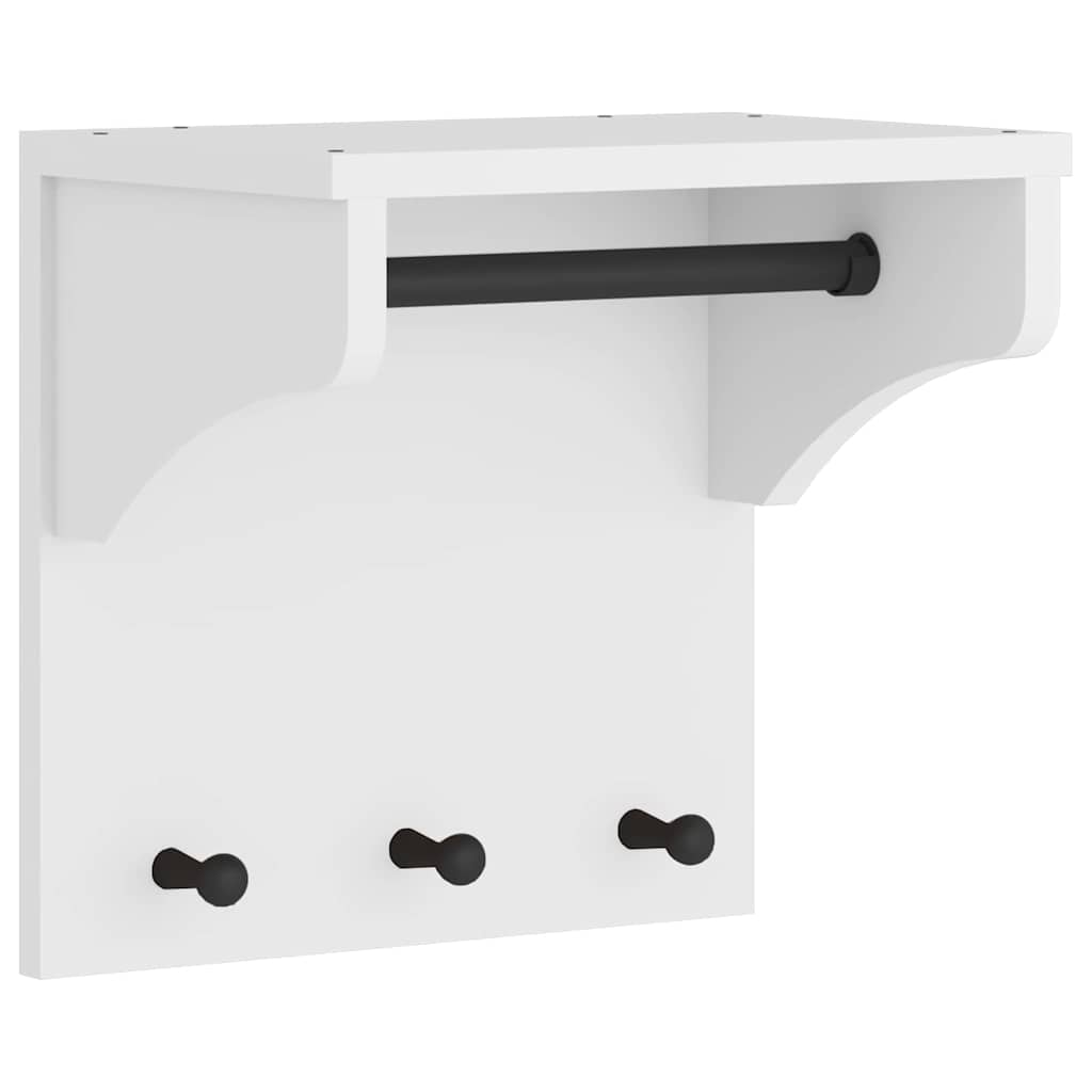 Wall-mounted Coat Rack "SANDNES" White 43x30x42 cm Solid Wood Pine
