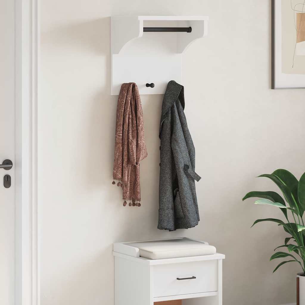 Wall-mounted Coat Rack "SANDNES" White 43x30x42 cm Solid Wood Pine