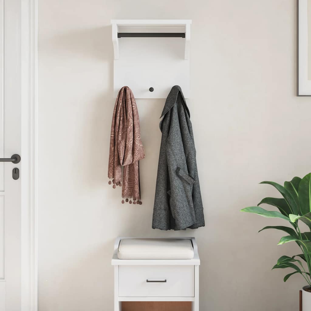 Wall-mounted Coat Rack "SANDNES" White 43x30x42 cm Solid Wood Pine