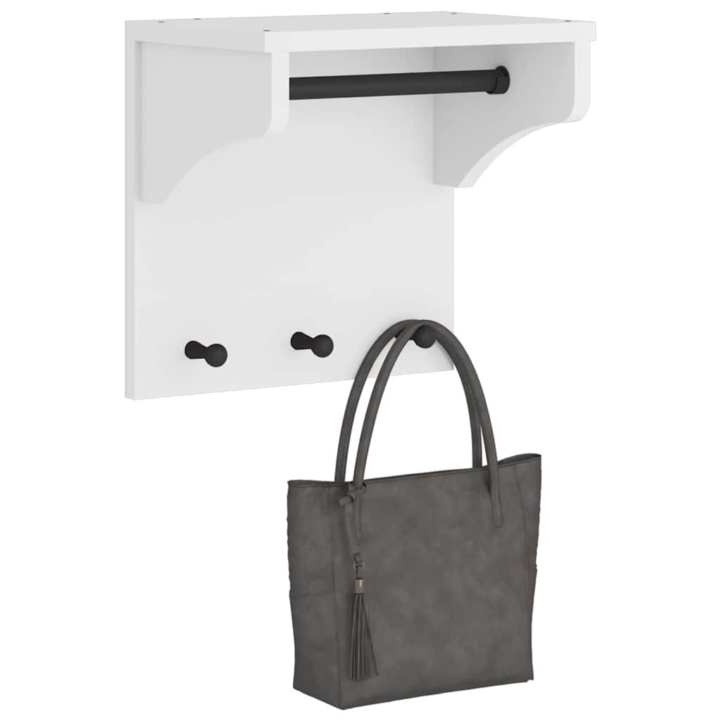 Wall-mounted Coat Rack "SANDNES" White 43x30x42 cm Solid Wood Pine
