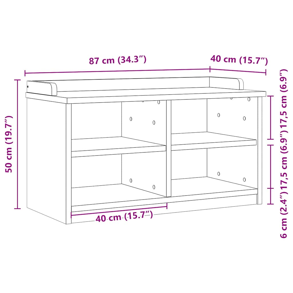 vidaXL Hallway Bench SANDNES 87x40x50 cm Solid Wood Pine