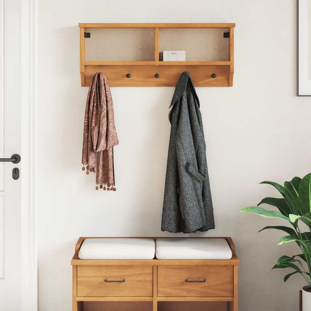 Wall-mounted Coat Rack "SANDNES" 87x12x35 cm Solid Wood Pine