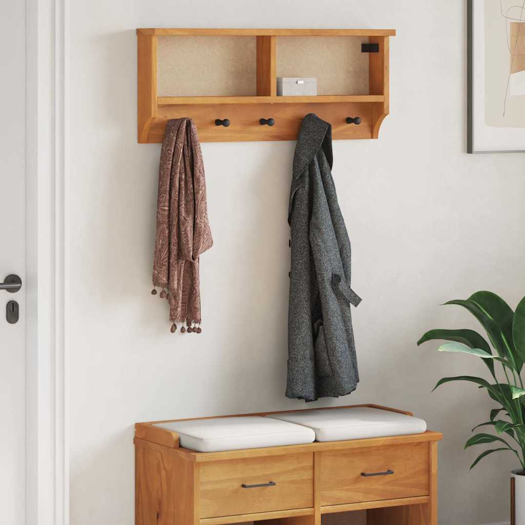 Wall-mounted Coat Rack "SANDNES" 87x12x35 cm Solid Wood Pine