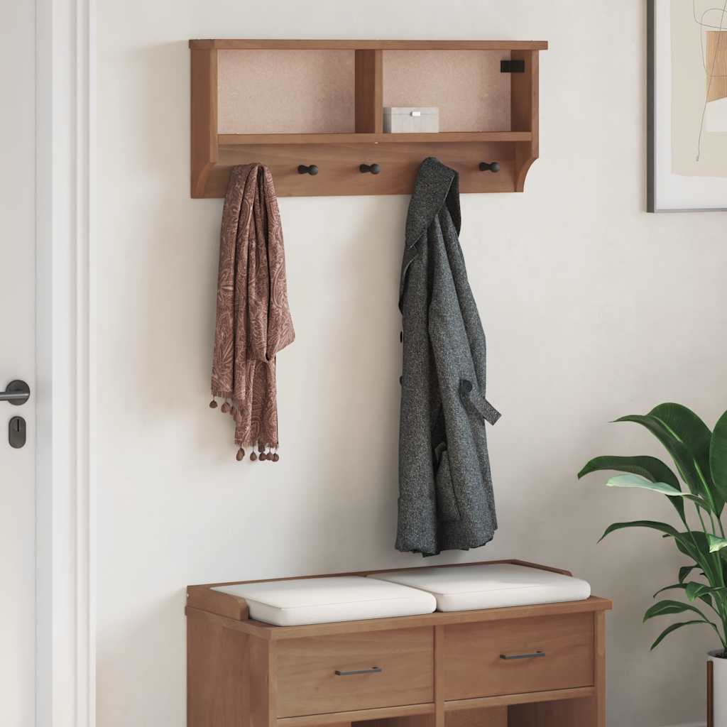 vidaXL Wall-mounted Coat Rack SANDNES 87x12x35 cm Solid Wood Pine