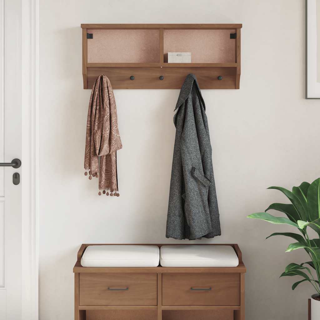 vidaXL Wall-mounted Coat Rack SANDNES 87x12x35 cm Solid Wood Pine