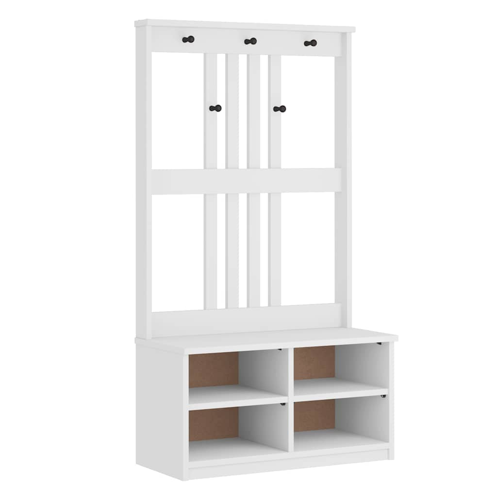 vidaXL Hall Tree SANDENS White 87x40x159.5 cm Solid Wood Pine