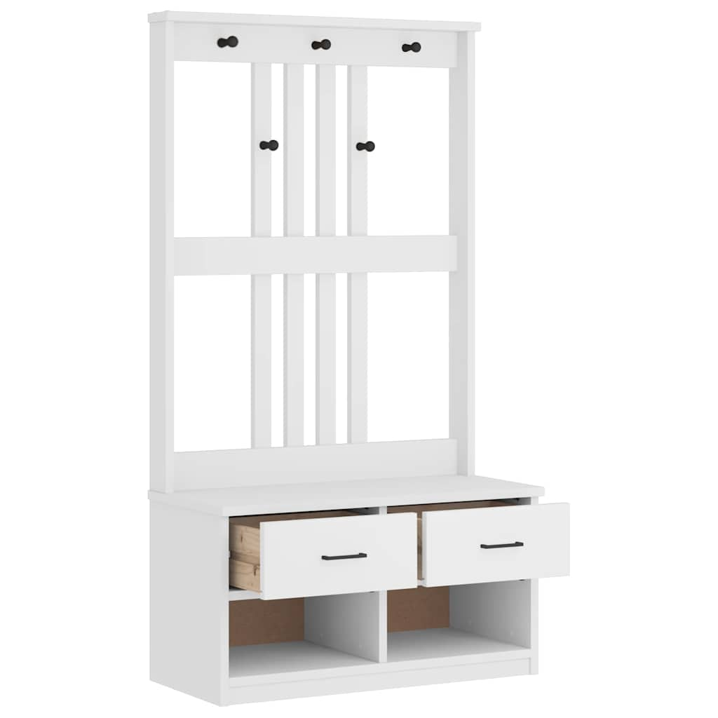 vidaXL Hall Tree SANDENS White 87x40x159.5cm Solid Wood Pine