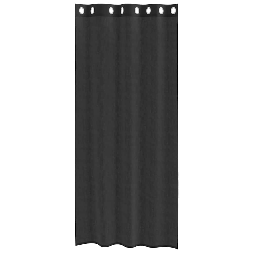 Voile Curtains with Grommets 2 pcs Black 140x225 cm