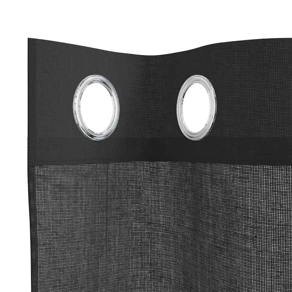 Voile Curtains with Grommets 2 pcs Black 140x225 cm