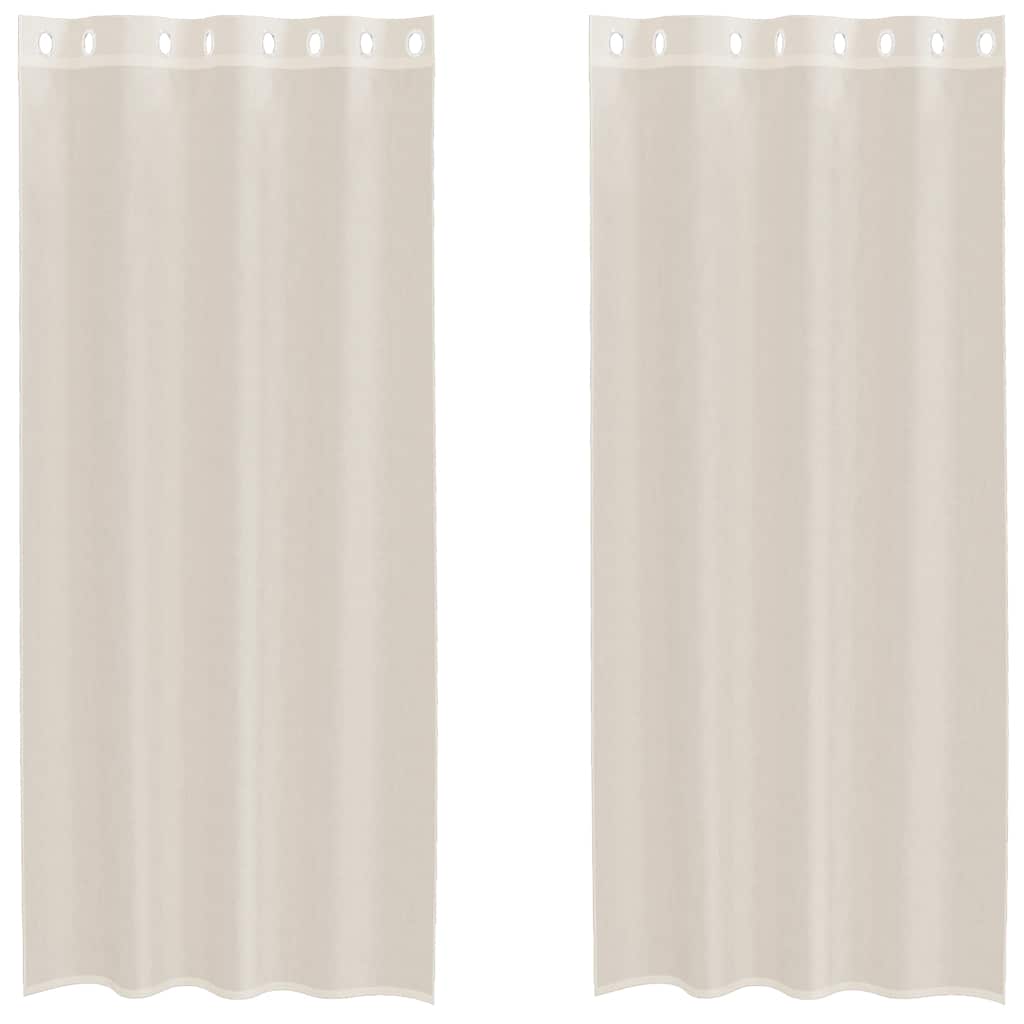 Voile Curtains with Grommets 2 pcs Cream 140x225 cm