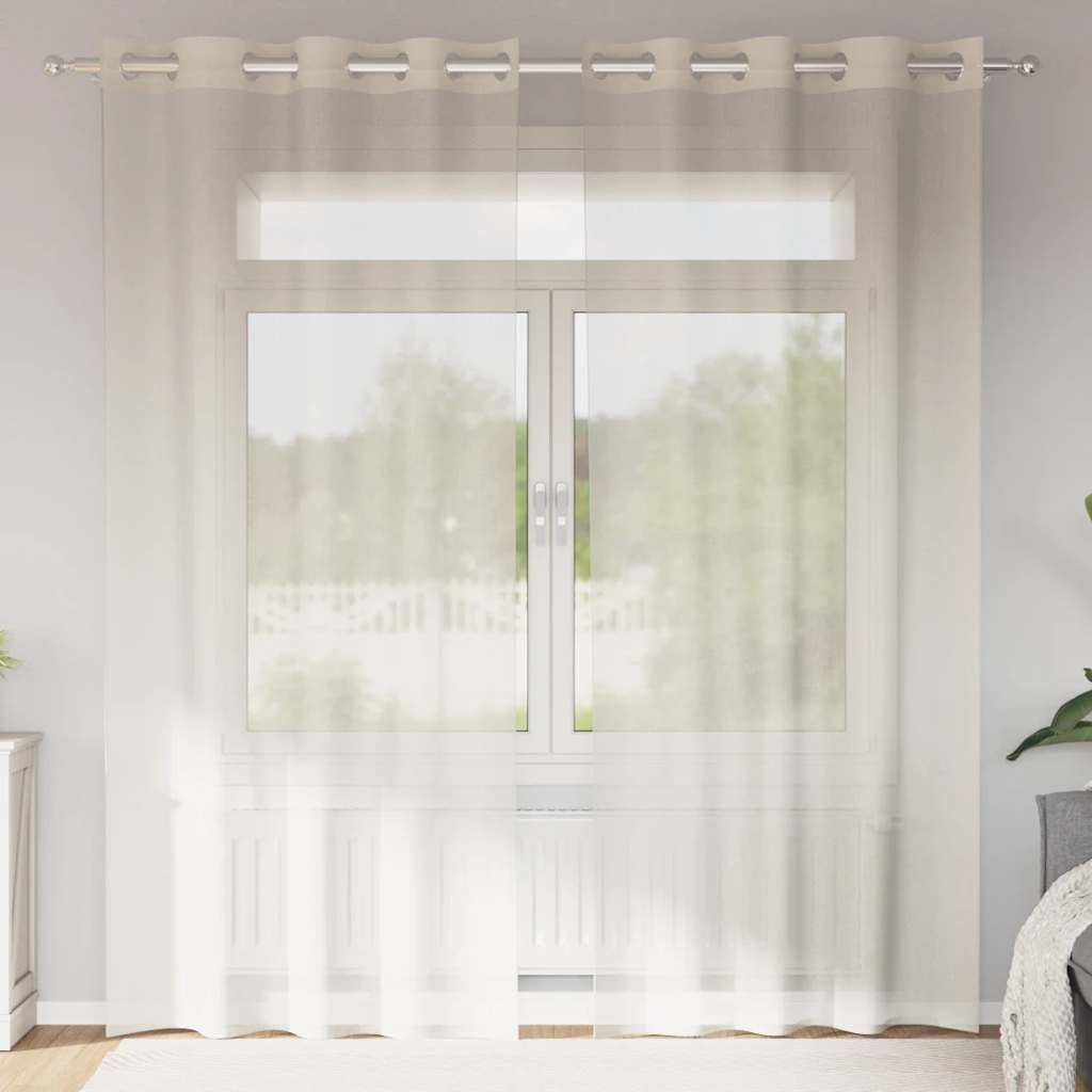 Voile Curtains with Grommets 2 pcs Cream 140x225 cm