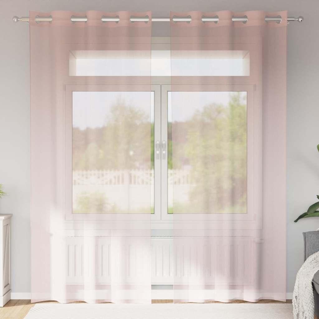 Voile Curtains with Grommets 2 pcs Light Pink 140x225 cm