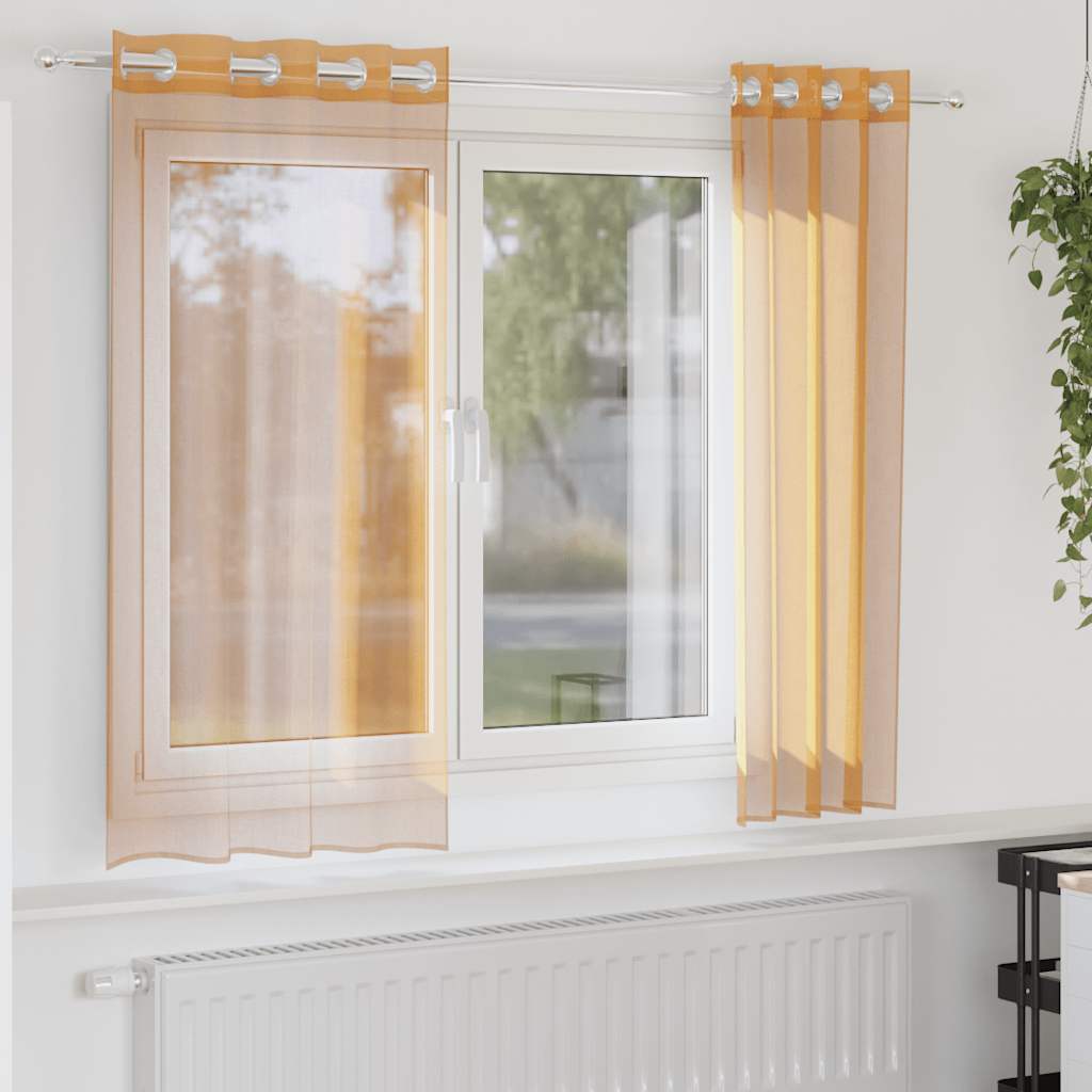 Voile Curtains with Grommets 2 pcs Orange 140x140 cm