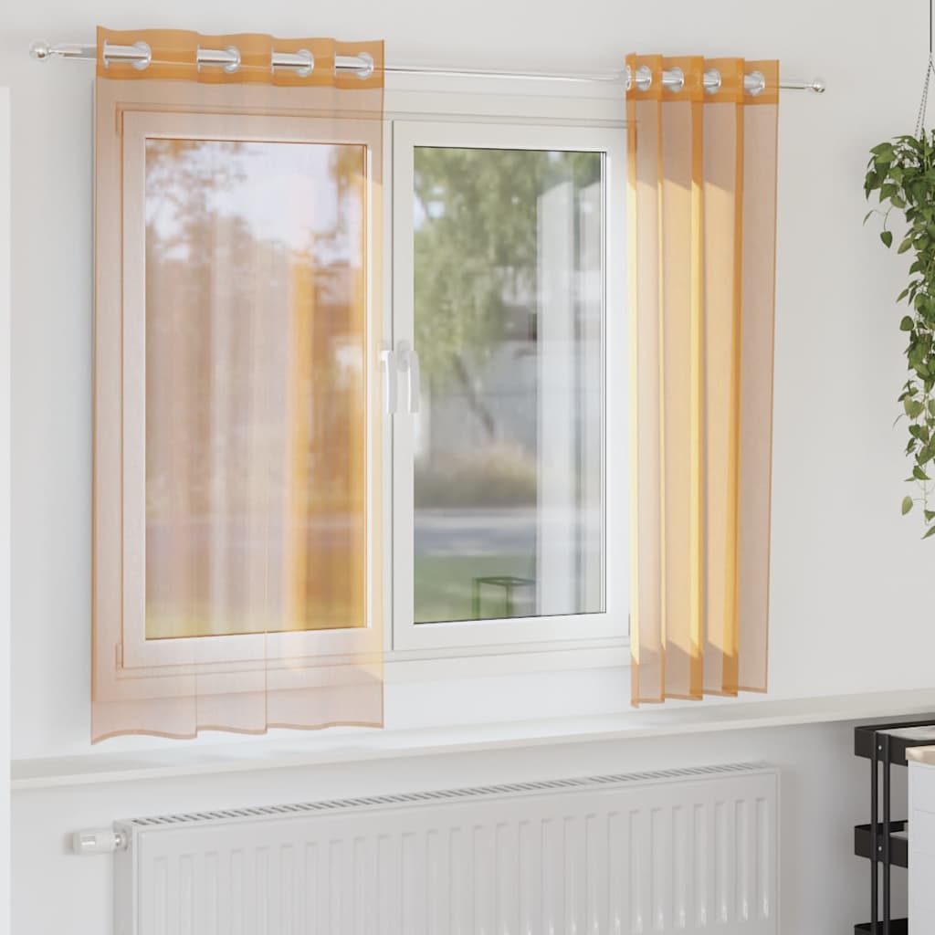 Voile Curtains with Grommets 2 pcs Orange 140x175 cm