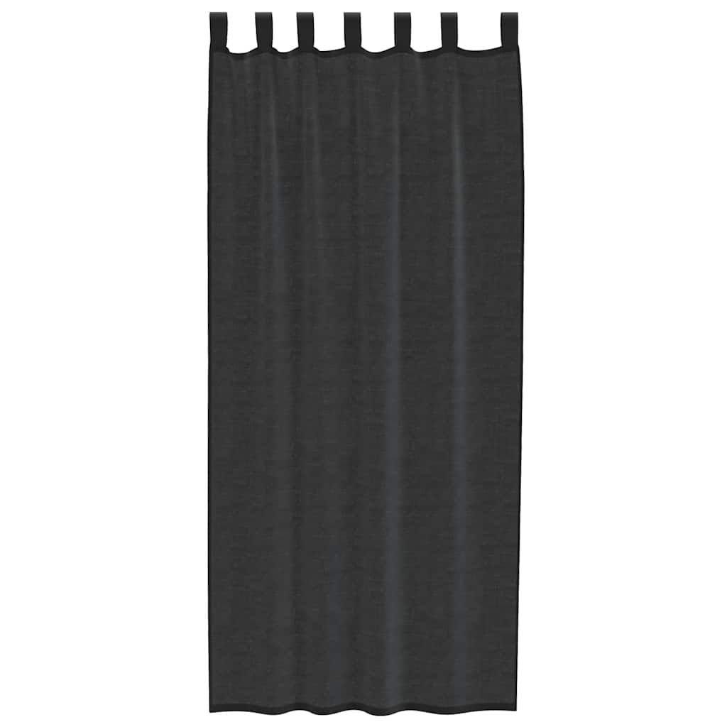 Voile Curtains with Tab Top 2 pcs Black