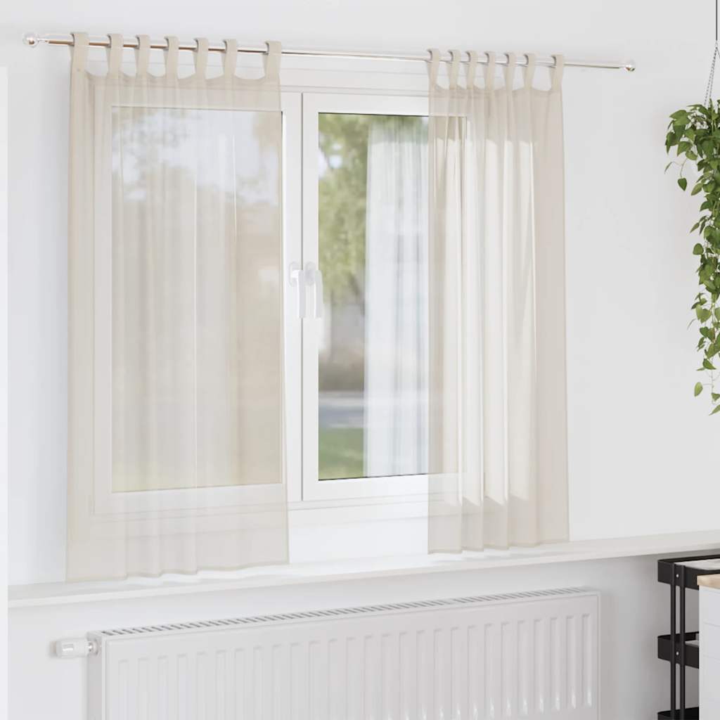 Voile Curtains with Tab Top 2 pcs Cream