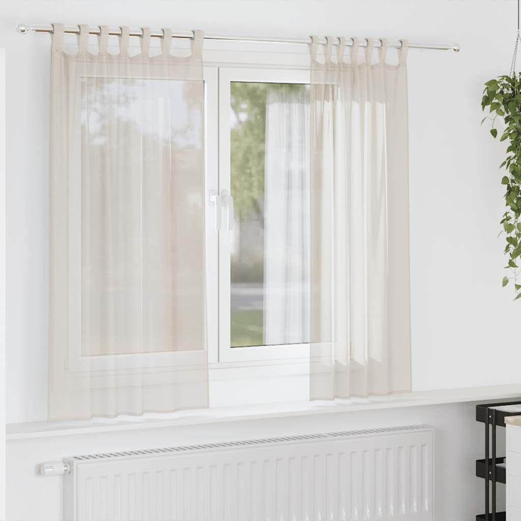 Voile Curtains with Tab Top 2 pcs Cream