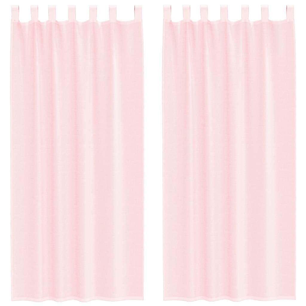 Voile Curtains with Loops 2 pcs Light Pink 140x245 cm