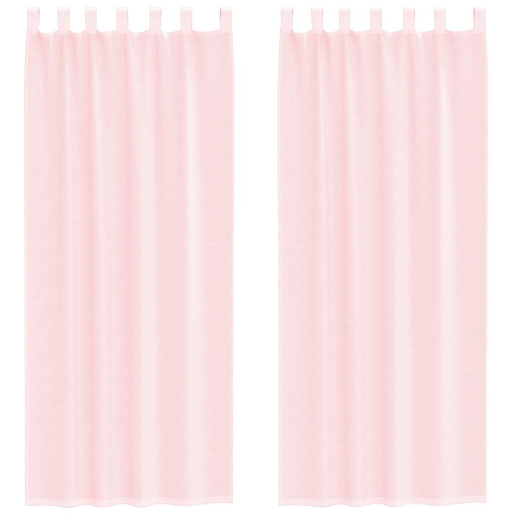 Voile Curtains with Loops 2 pcs Light Pink 140x260 cm