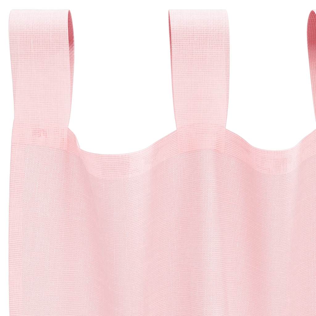 Voile Curtains with Loops 2 pcs Light Pink 140x260 cm