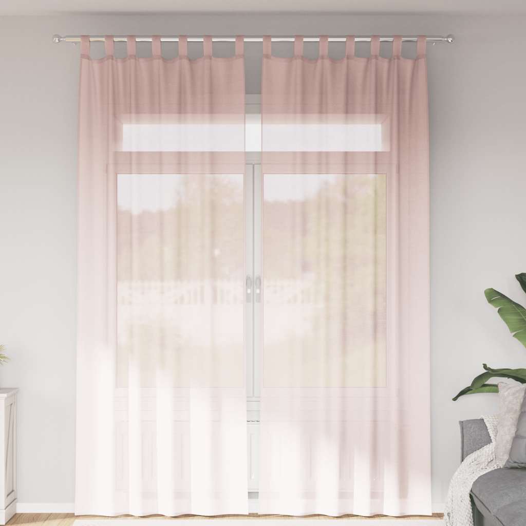 Voile Curtains with Loops 2 pcs Light Pink 140x260 cm