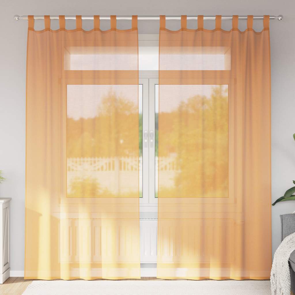 Voile Curtains with Loops 2 pcs Orange 140x225 cm