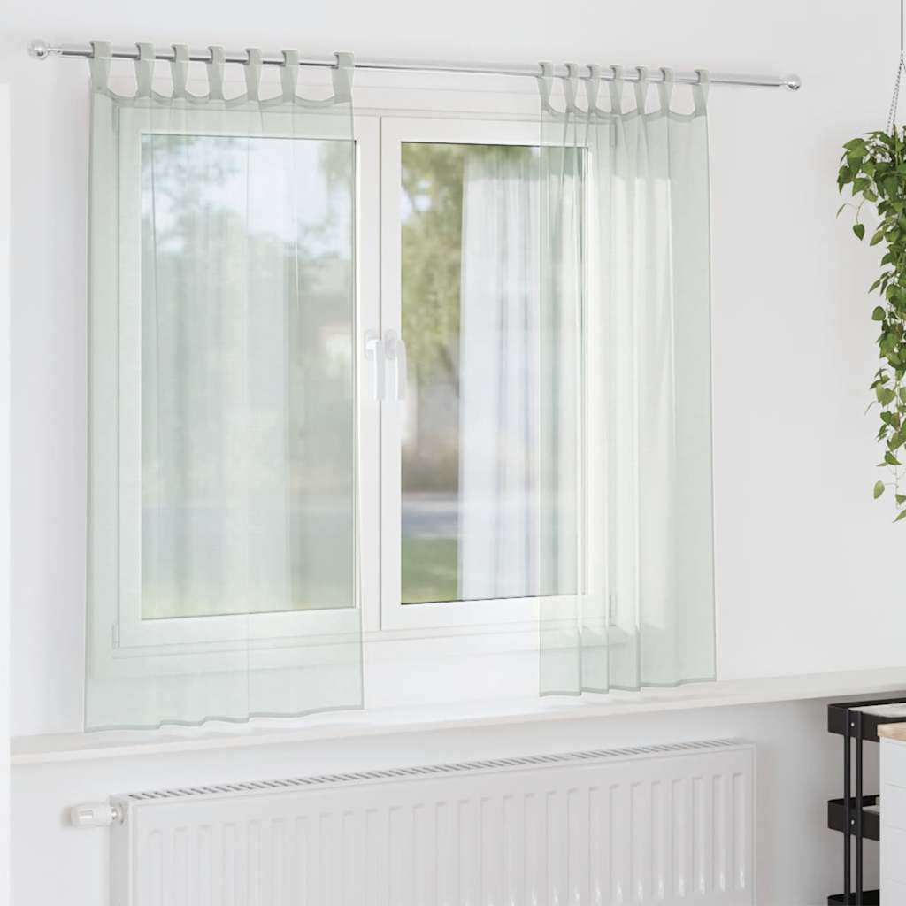 Voile Curtains with Loops 2 pcs Light Grey 140x140 cm