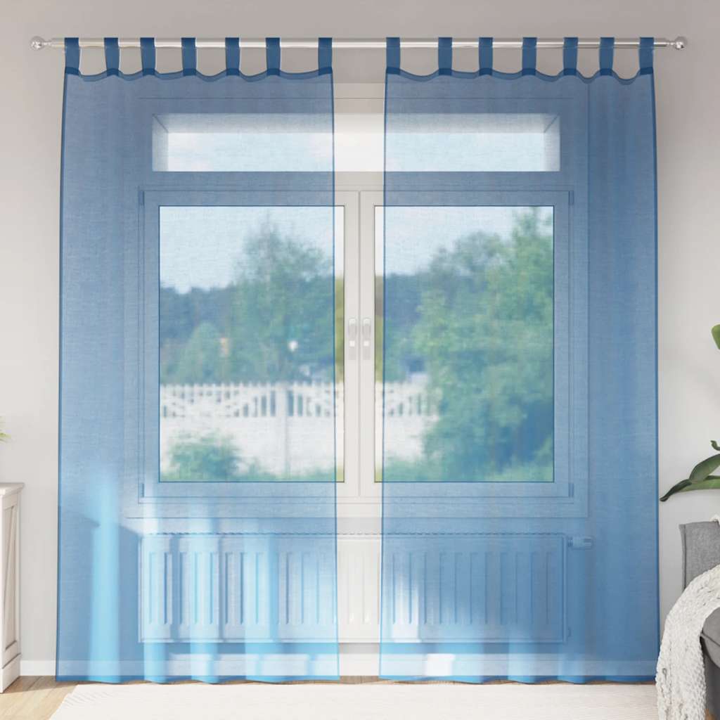 Voile Curtains with Loops 2 pcs Royal Blue 140x225 cm