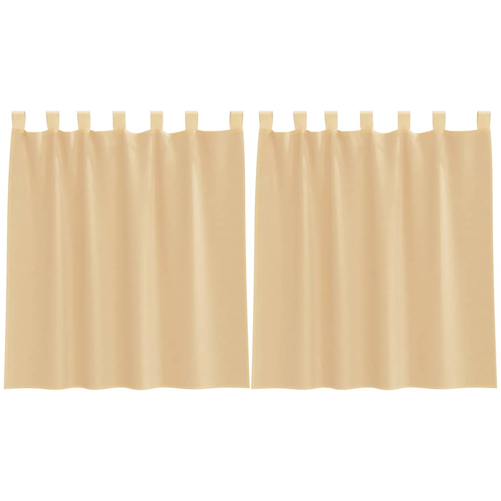 Voile Curtains with Loops 2 pcs Sand 140x140 cm