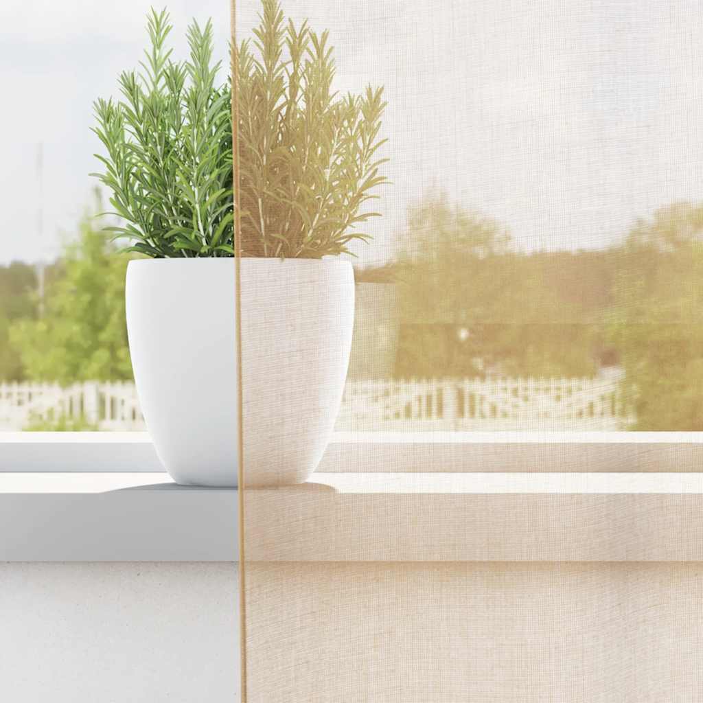 Voile Curtains with Loops 2 pcs Sand 140x140 cm