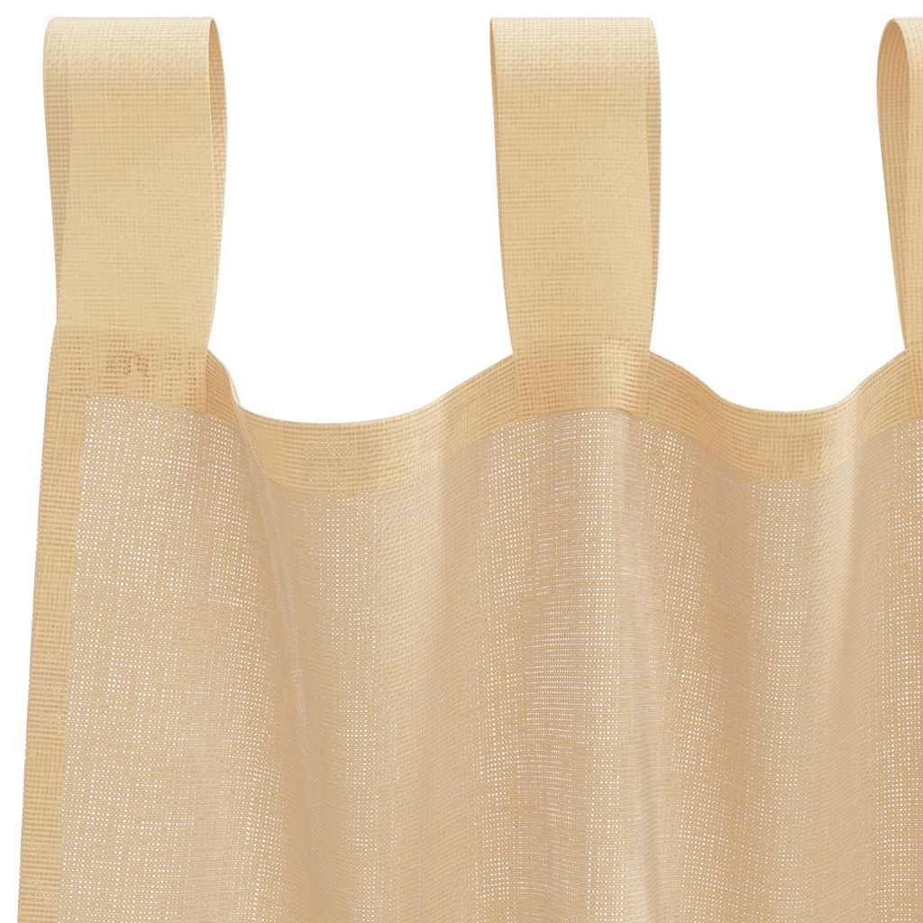 Voile Curtains with Loops 2 pcs Sand 140x140 cm