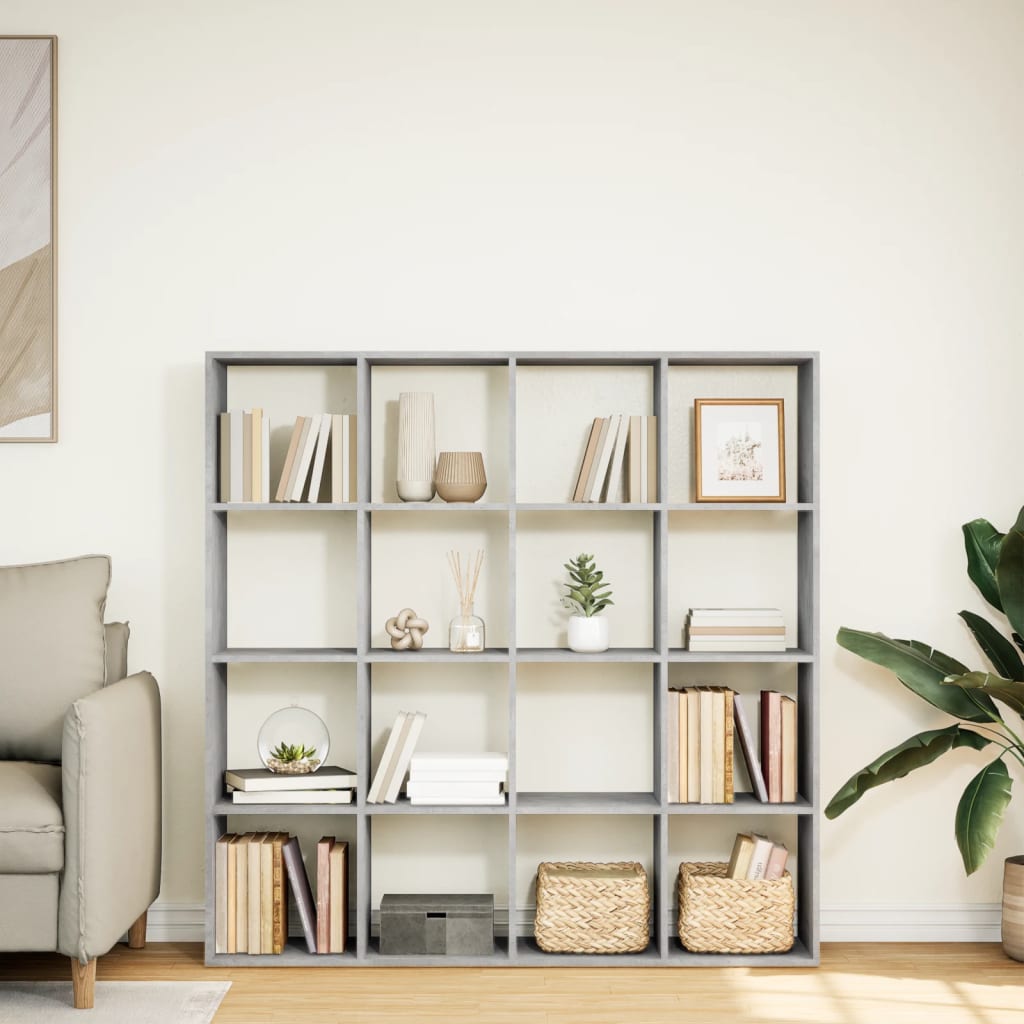 Book Cabinet Concrete Grey 137,5x29x137,5 cm Engineered Wood