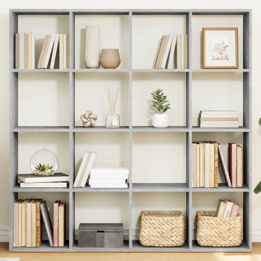 Book Cabinet Concrete Grey 137,5x29x137,5 cm Engineered Wood