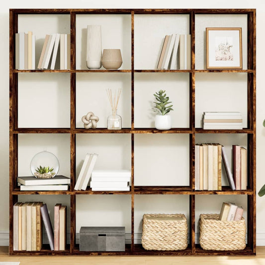 Book Cabinet Smoked Oak 137,5x29x137,5 cm Engineered Wood