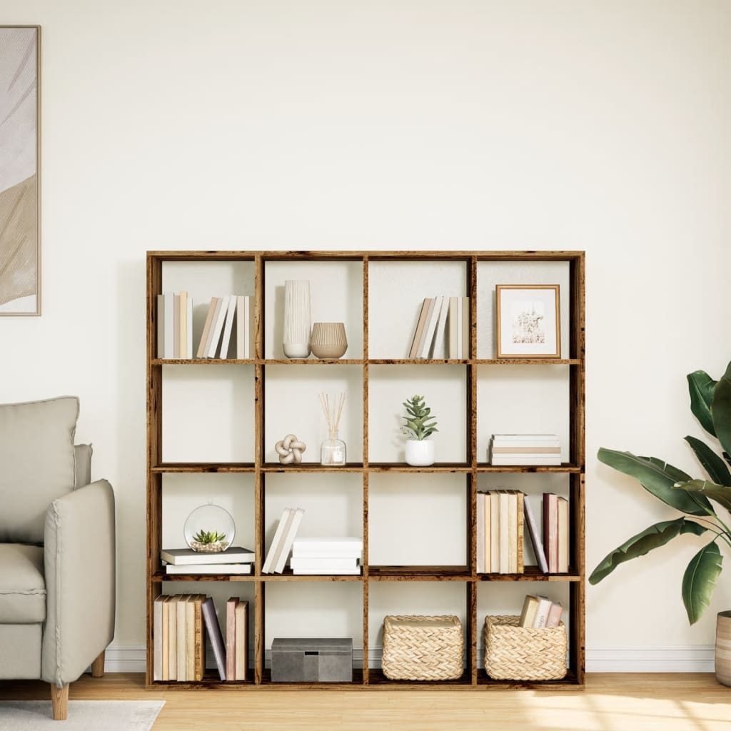 Book Cabinet Old Wood 137,5x29x137,5 cm Engineered Wood