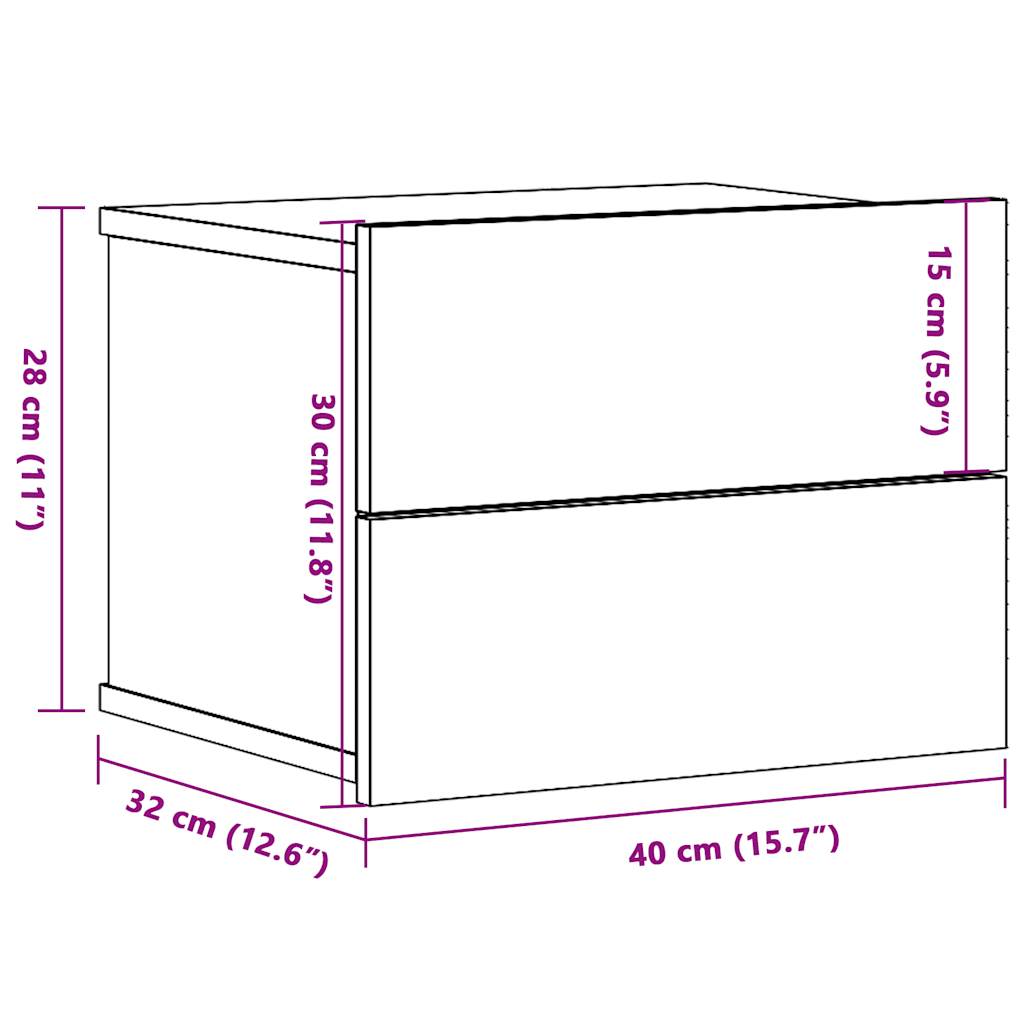 vidaXL Wall-mounted Bedside Cabinets 2 pcs Old Wood 40x32x30 cm