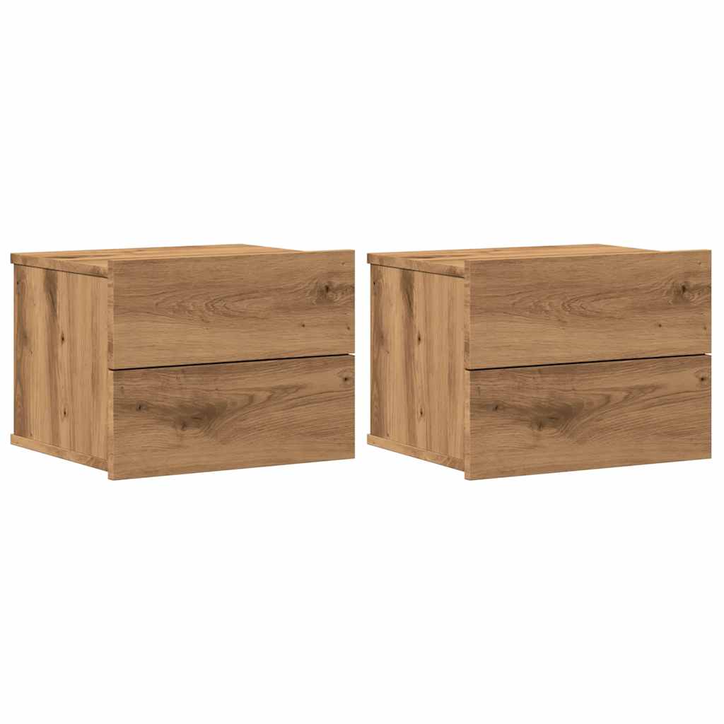 vidaXL Wall-mounted Bedside Cabinets 2 pcs Artisan Oak 40x32x30 cm