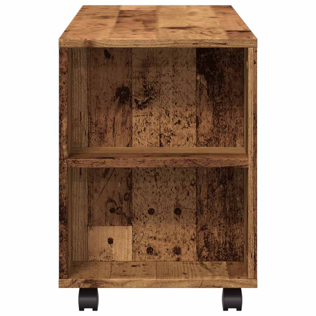 TV Cabinet with Wheels Old Wood 102x34,5x43 cm Engineered Wood