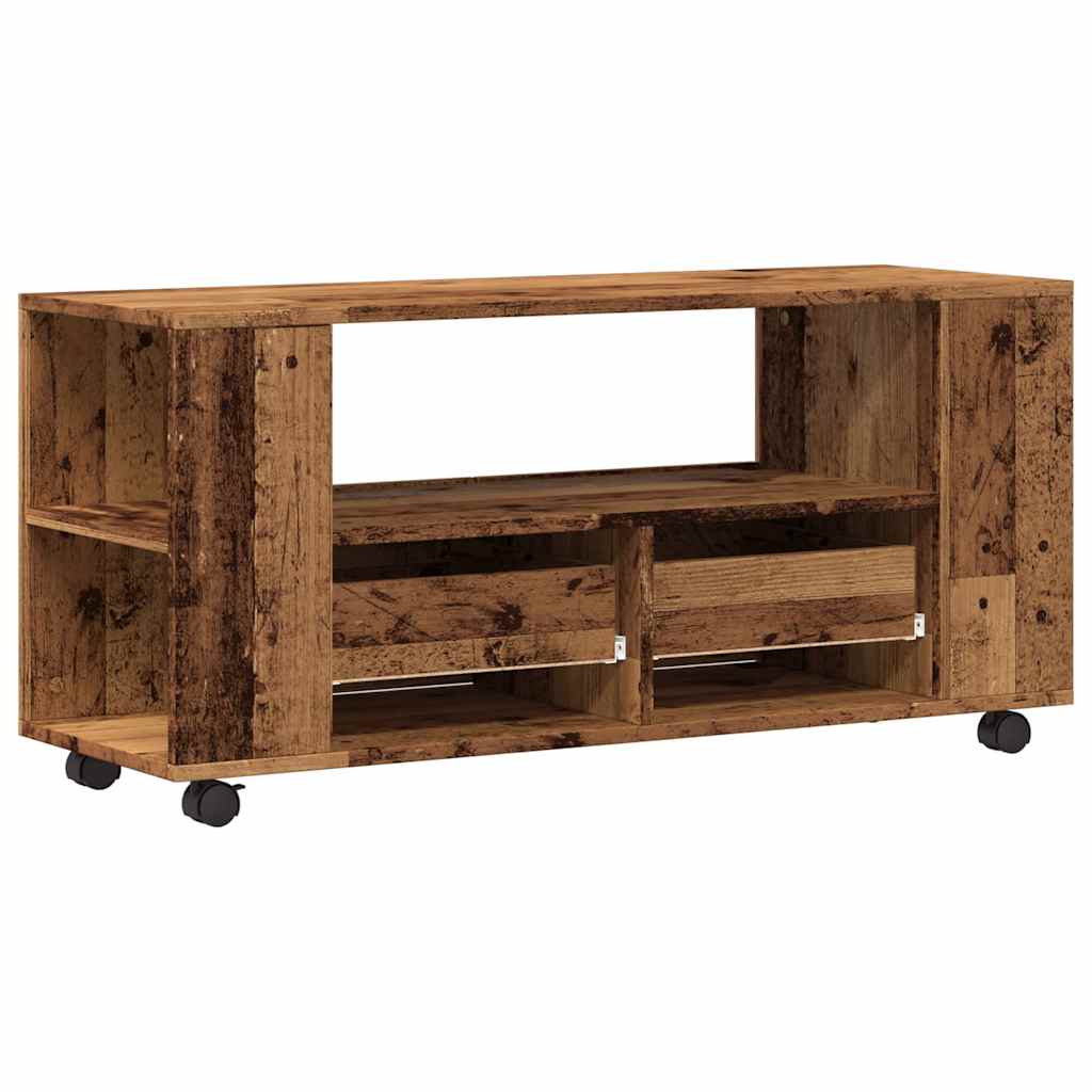 TV Cabinet with Wheels Old Wood 102x34.5x43 cm Engineered Wood