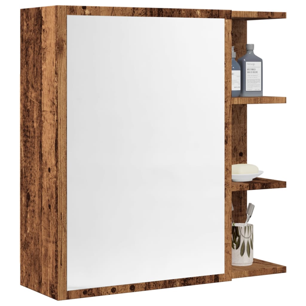 vidaXL Bathroom Mirror Cabinet Old Wood 62.5x20.5x64 cm Engineered Wood